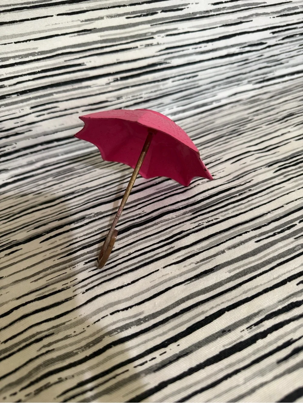 Vintage Brass & Pink Umbrella Trinket Dish